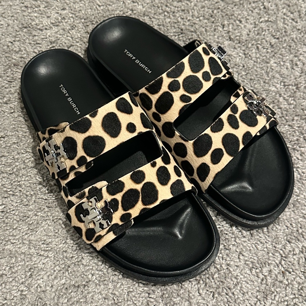 Tory Burch T Lock Sport Slide Printed Hair Calf